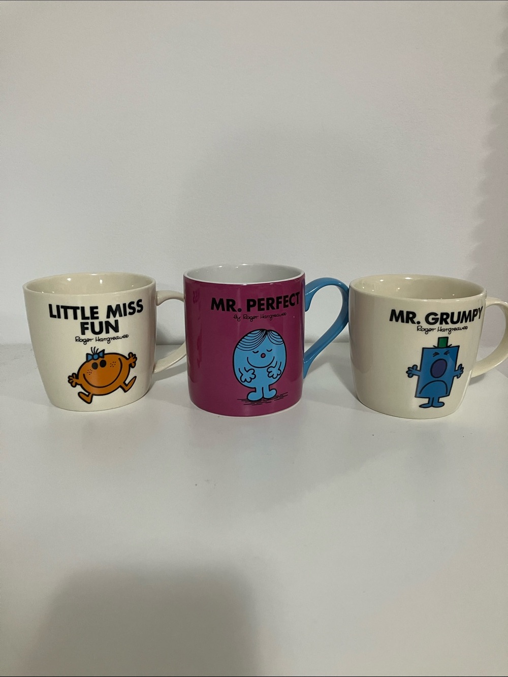 Trio of Little Miss / Mr mugs . Mr Grumpy , Mr Perfect , Little Miss Fun